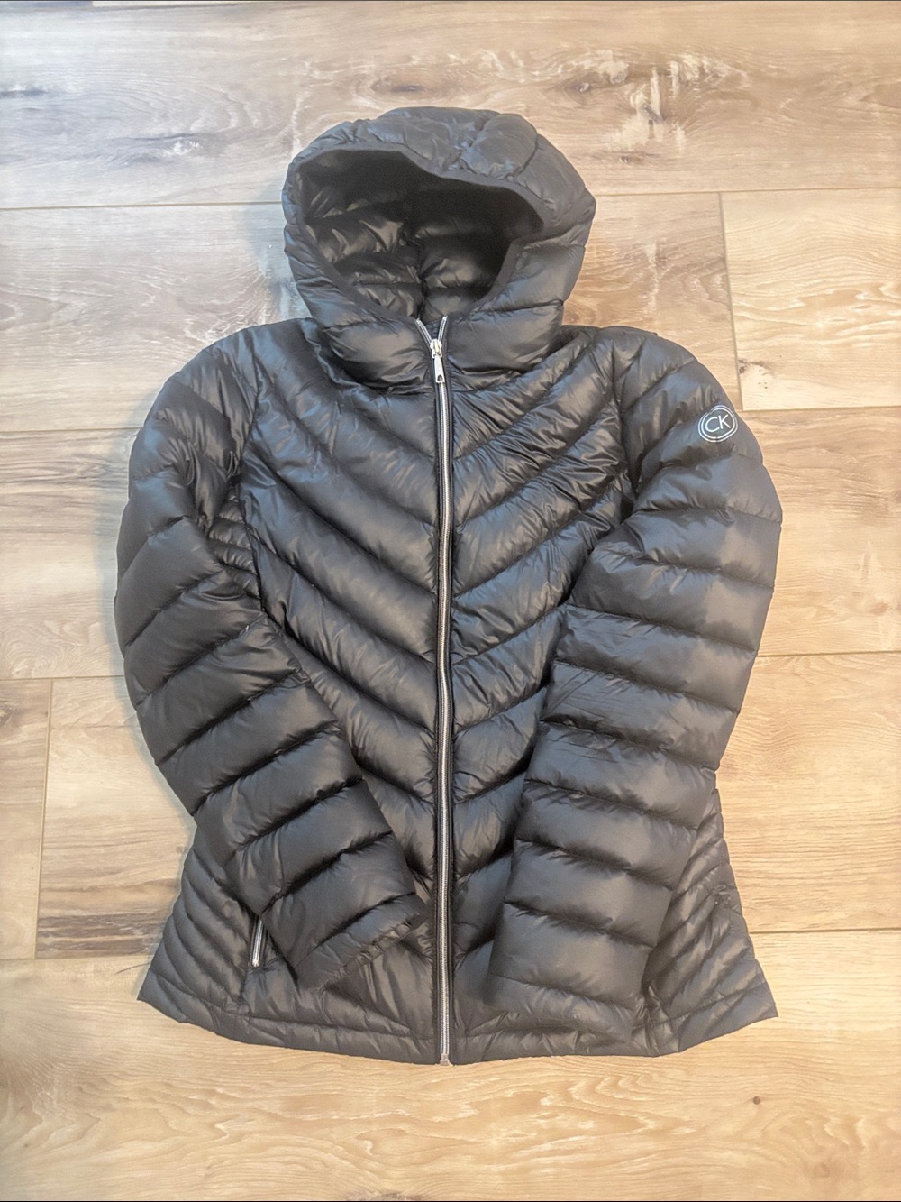 Calvin Klein Women's Black Hooded Quilted Puffer Jacket